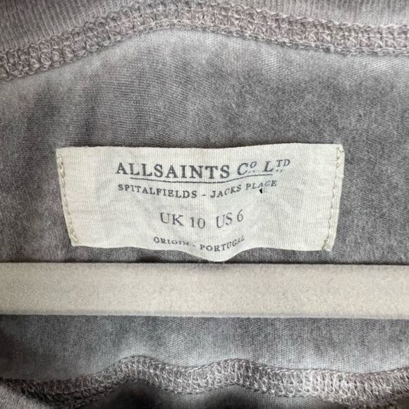 ALL SAINTS Asymmetrical Oversized Distressed Lagenlook Tee in Grey Size 6 - Picture 7 of 13